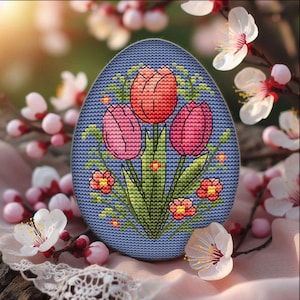 Mini Easter Cross Stitch Pattern Set: Spring Birds, Tulips (digital ...