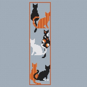 Cat bookmark cross stitch pattern , cute cross stitch , book lovers gift idea ,easy xstitch for beginners ,school diy, do it yourself imagem 3