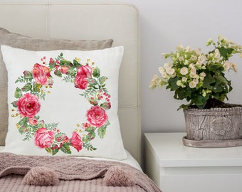 Floral Wreath Cross Stitch Pattern: Modern Flower Design (PDF)