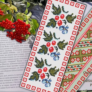 2 Blumen-Lesezeichen Kreuzstichmuster PDF – Botanisches Stickdesign – Sofortiger Download Handarbeit