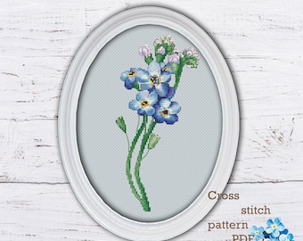 Forget-me-not flowers cross stitch pattern