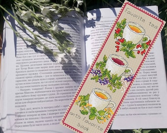 Tea Bookmark Cross Stitch Pattern: Easy DIY Gift (PDF Download)