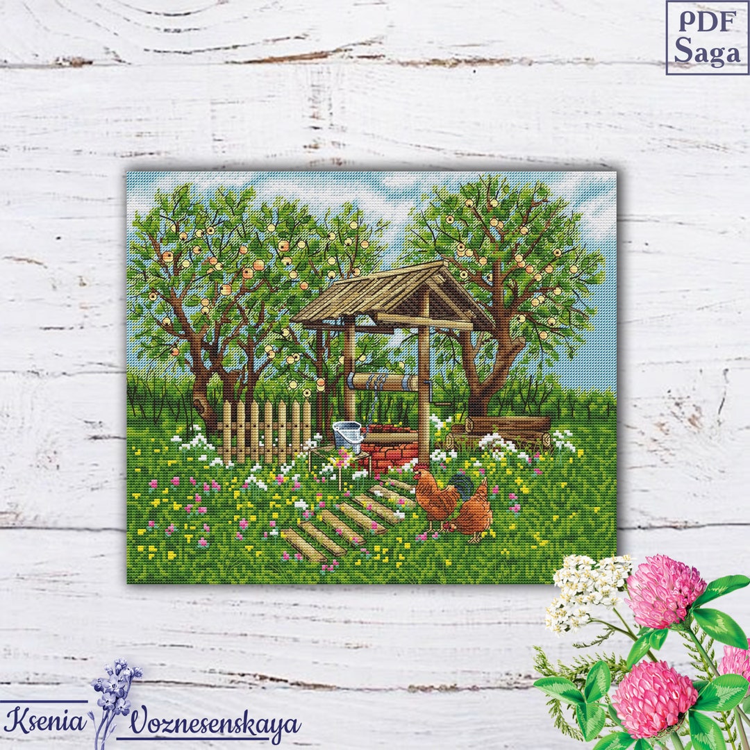 Nature Cross Stitch / Village Cross Stitch Pattern/summer Seasons Cross Stitch Pattern PDF