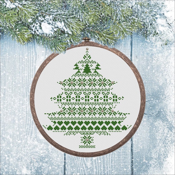 Christmas tree ornament cross stitch pattern,Сhristmas decor , primitive, unique holiday gift, decor for a Christmas box with your own hands