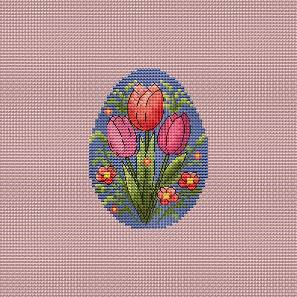 Easter Egg Cross Stitch Pattern With Tulips – Beginner Friendly, Ideal ...