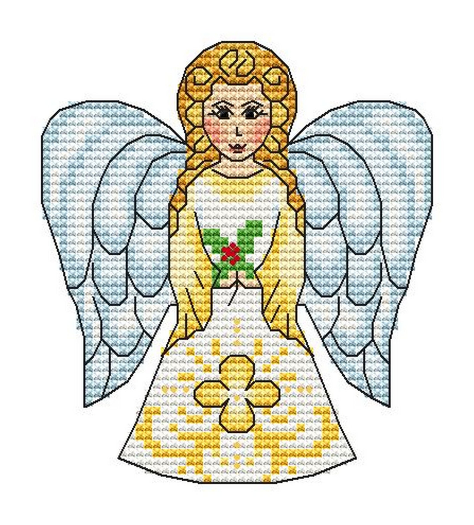 Christmas angel with holly Cross Stitch Pattern Christmas Etsy