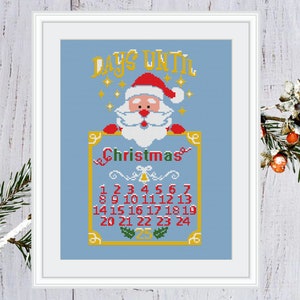 Calendario dell'avvento di Natale per bambini Schema punto croce PDF, Decorazioni natalizie, Sampler dell'avvento invernale, Babbo Natale carino Punto croce Punto croce facile