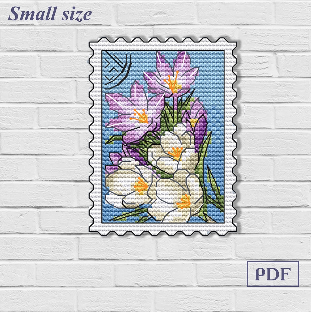 Small Cross Stitch Pattern PDF Flowers, Spring, Stamp, Mini, Plastic ...