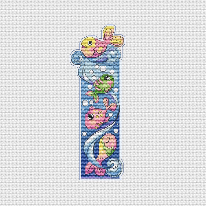 Fish Bookmark Pattern Tropical Fish Bookmark Cross Stitch Pattern – Ocean Waves (PDF Pattern ...