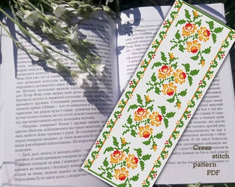 Rose Bookmark Cross Stitch Pattern: Easy Floral Embroidery (Digital Download)
