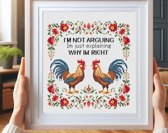 Lustiges Zitat Kreuzstichmuster: Snarky Home Embroidery (PDF Download)