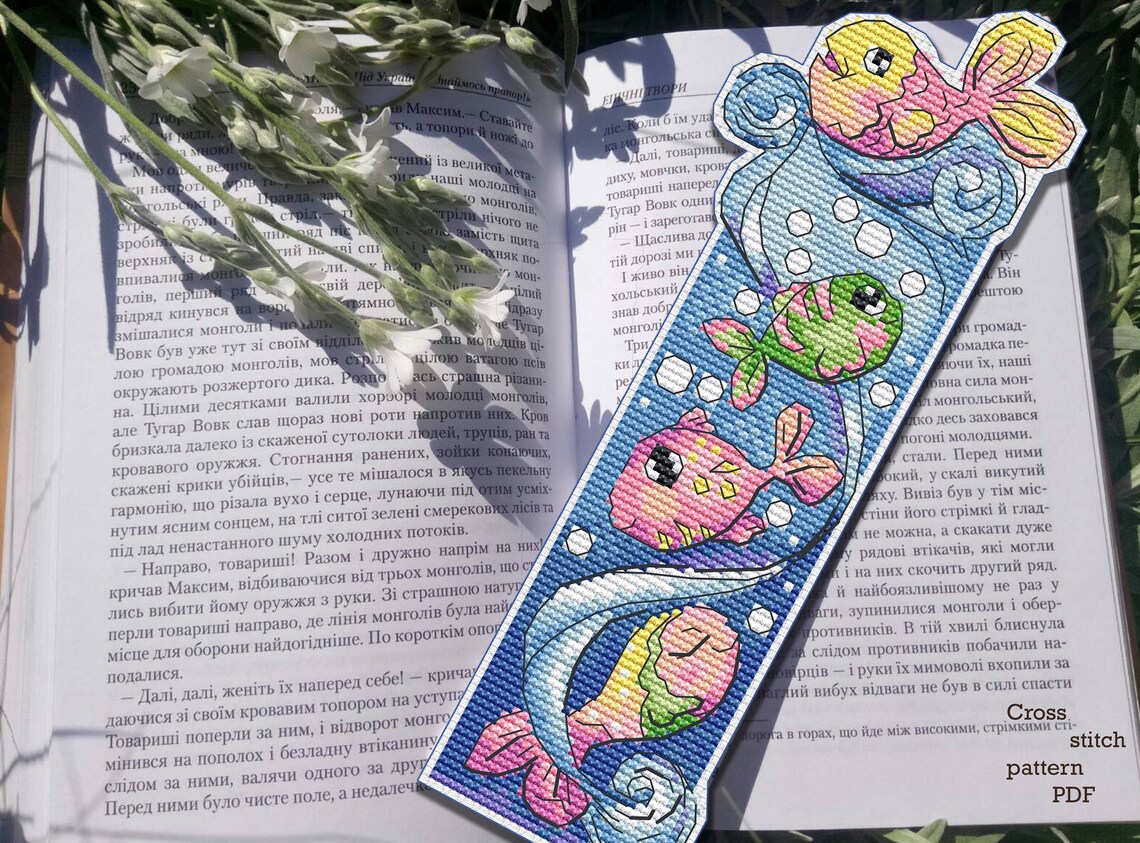 Fish Bookmark Pattern Tropical Fish Bookmark Cross Stitch Pattern – Ocean Waves (PDF Pattern ...