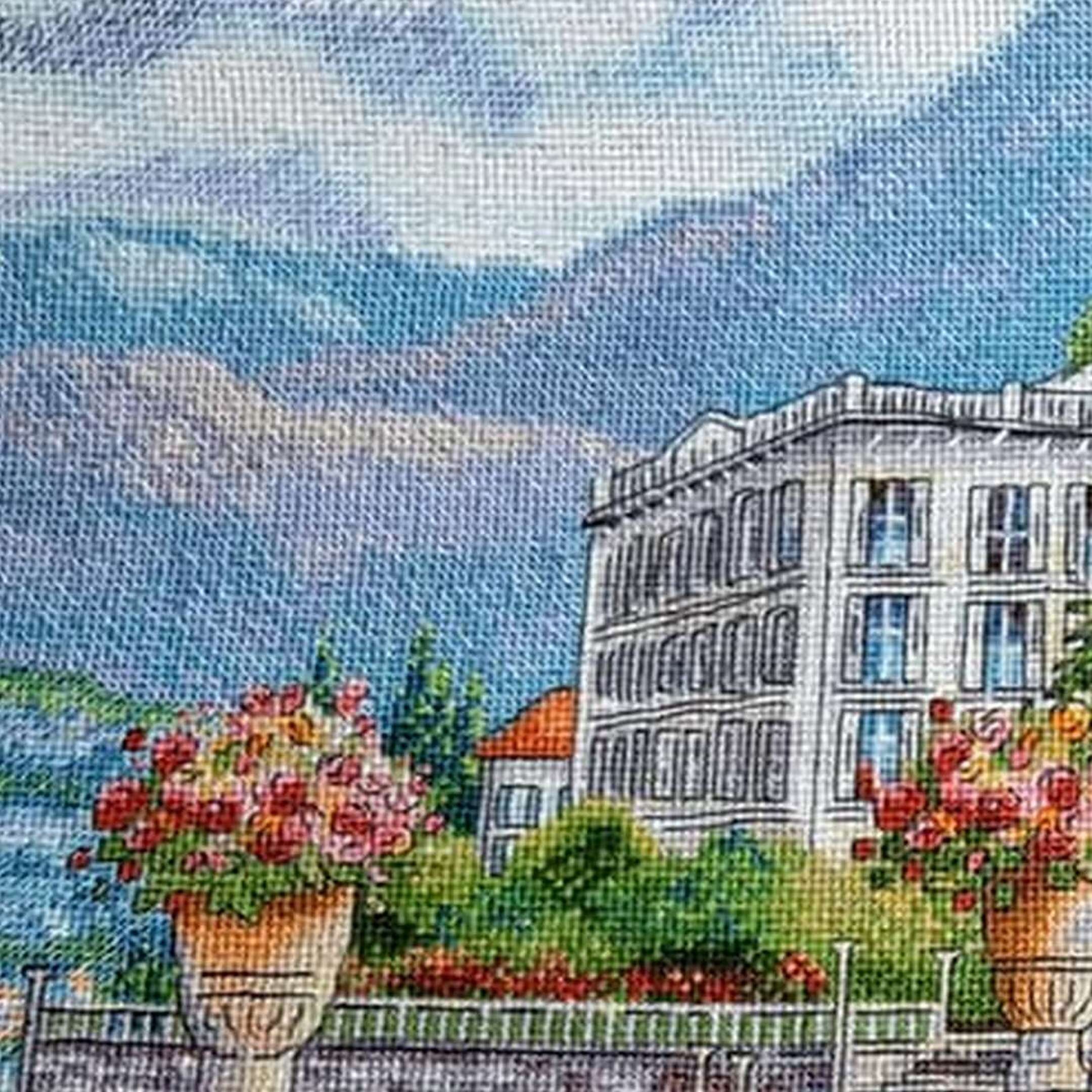 Еmbankment Seaside resort cross stitch pattern summer town | Etsy