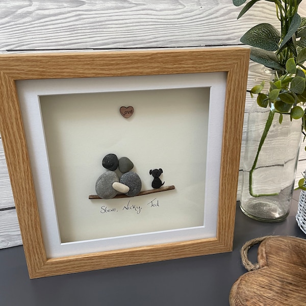 Handmade Couple Pebble Art Picture