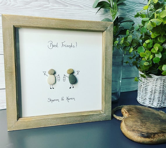 Handmade Pebble Art best Friends Personalised Picture Etsy