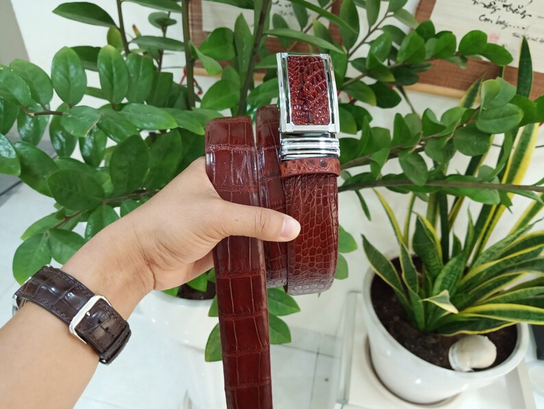 Premium handmade Men Belt Brown Genuine Alligator CROCODILE Leather Skin Men/'s BELT Unique Belt for him,Gift for him