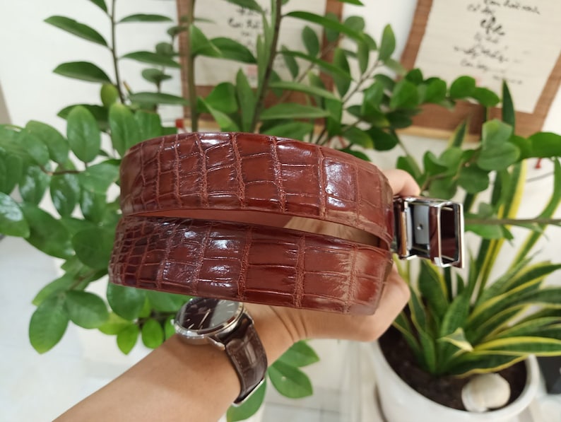 Premium handmade Men Belt Brown Genuine Alligator CROCODILE Leather Skin Men/'s BELT Unique Belt for him,Gift for him