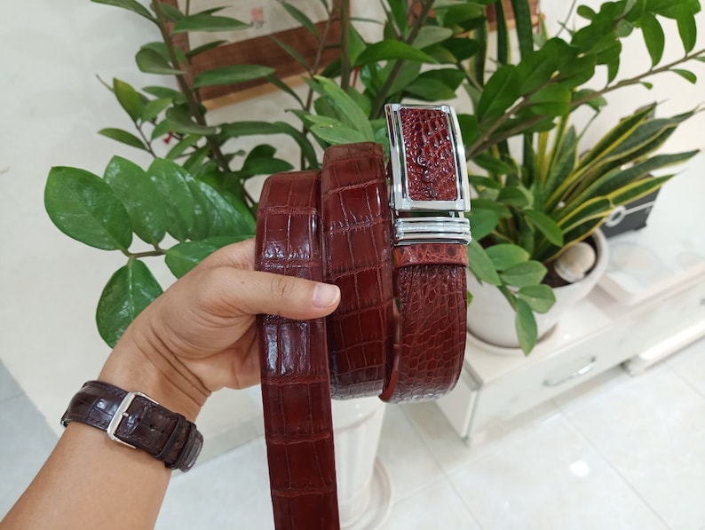 Premium handmade Men Belt Brown Genuine Alligator CROCODILE Leather Skin Men/'s BELT Unique Belt for him,Gift for him