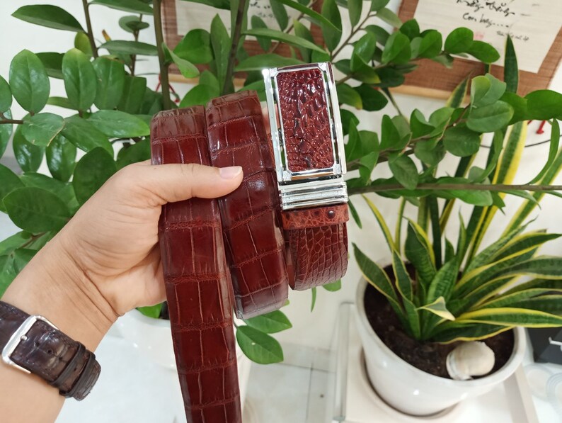 Premium handmade Men Belt Brown Genuine Alligator CROCODILE Leather Skin Men/'s BELT Unique Belt for him,Gift for him