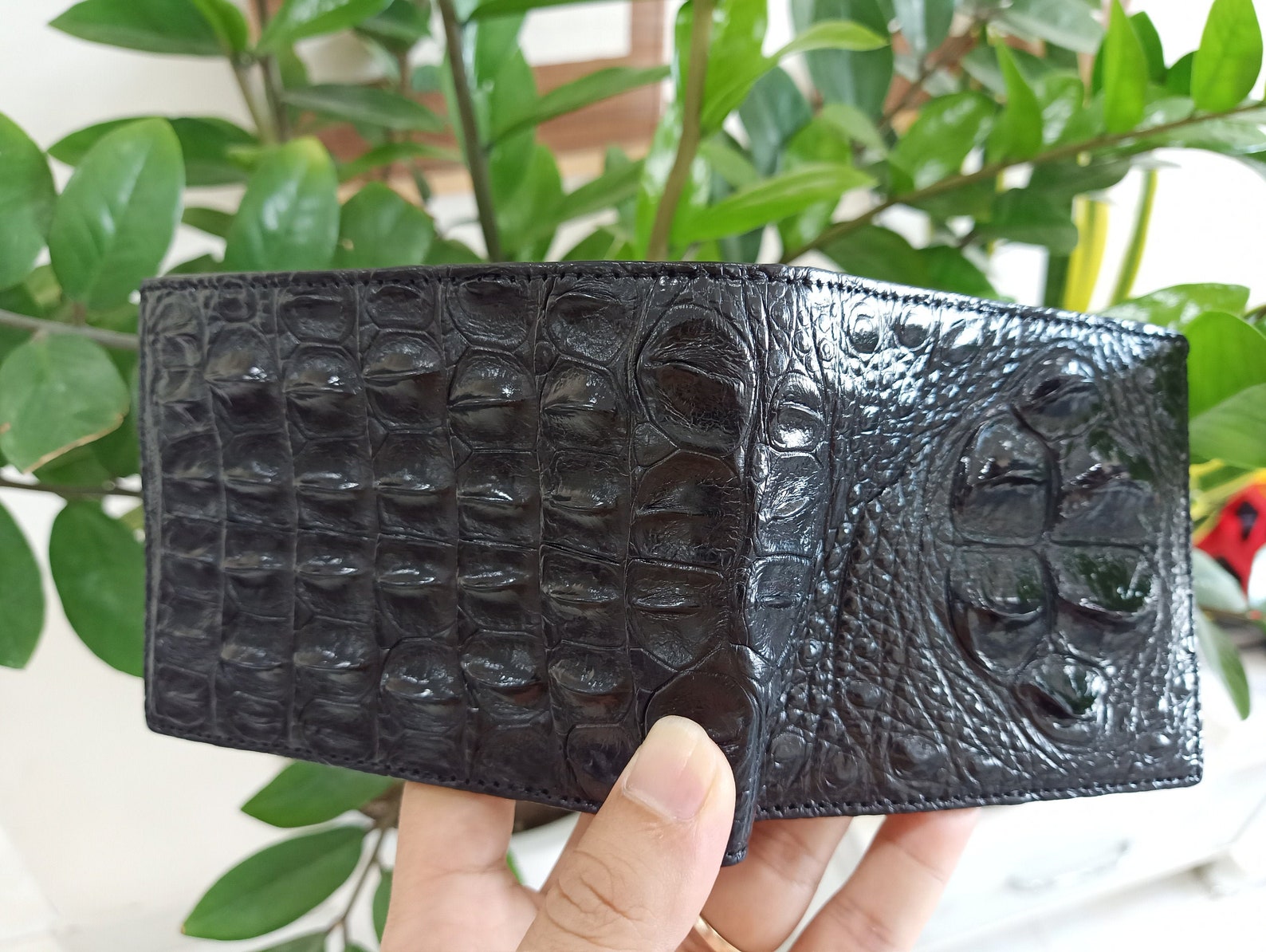Premium Black Genuine Alligator Leather Men Bifold Wallet | Etsy