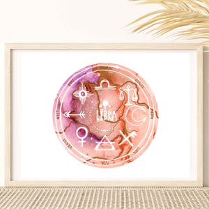 Waage Sternzeichen Fine Art Print | Symbol Sternenkarte | Waage Mandala Print | Oktober Geburtstagsgeschenk