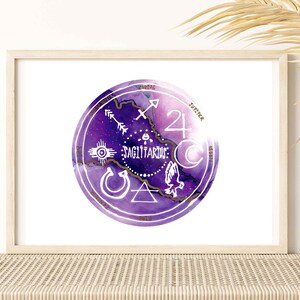 SAGITTARIUS PRINT | Sagittarius Birth Chart | Symbol Star Chart | December Birthday Meaningful Gift | Astrology Art | Zodiac Art | Star Sign