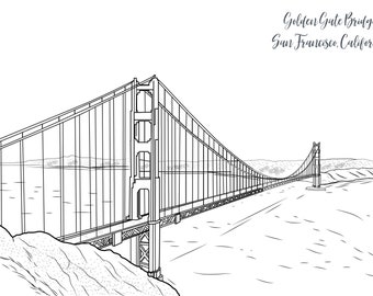 Bridge Coloring Page Etsy