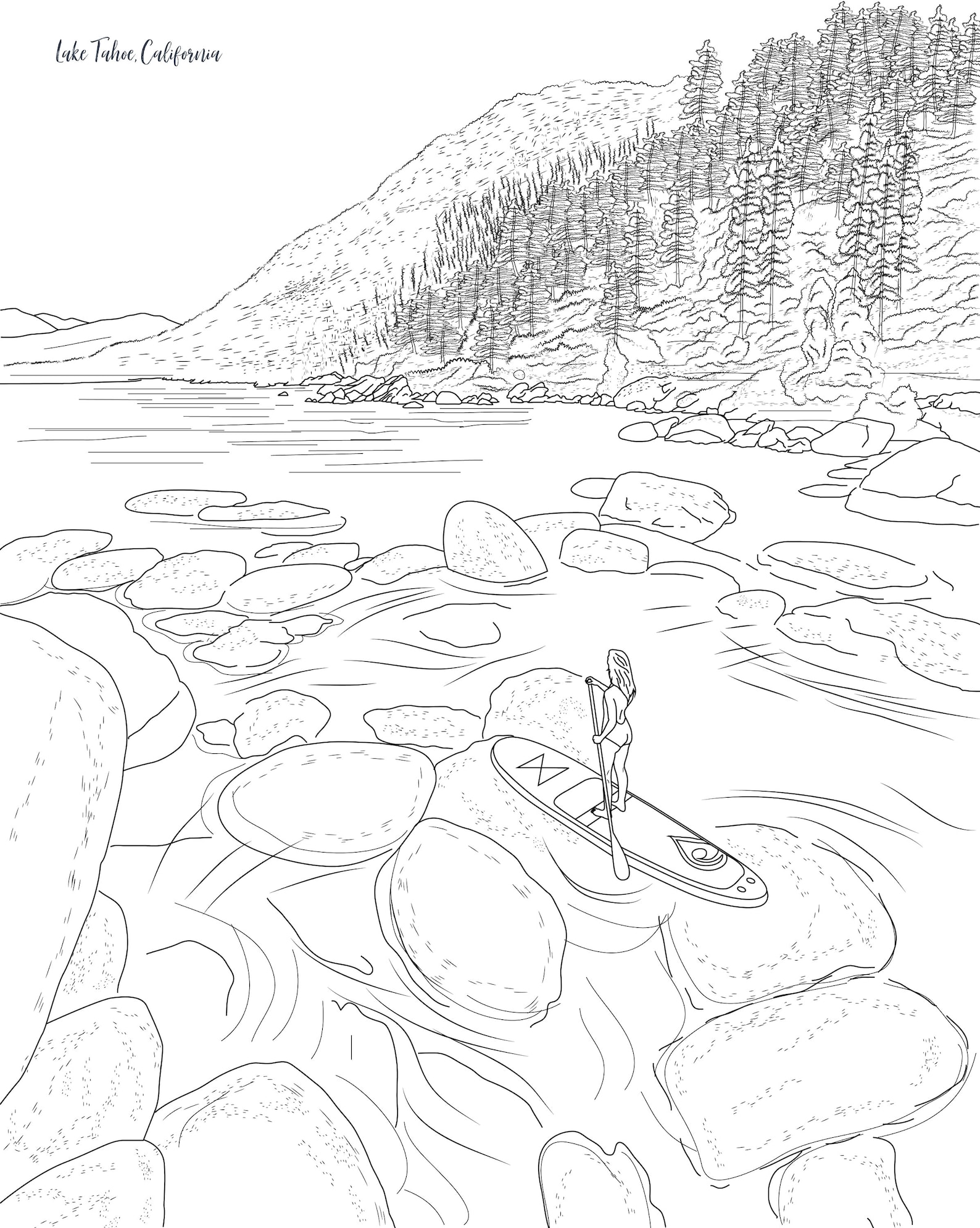 Lake Tahoe California Coloring Sheet | Etsy