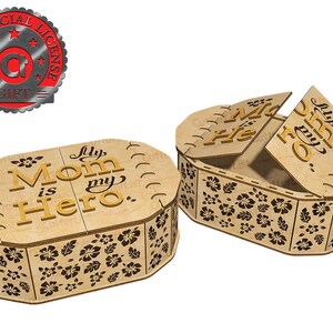 Laser Cut, Engraving, Design, layout, Drawing, Vector File(Mother&#39;s Day Gift Box-Op2-Pt-16x) Business idea, download Digital IPS, AI, SVG