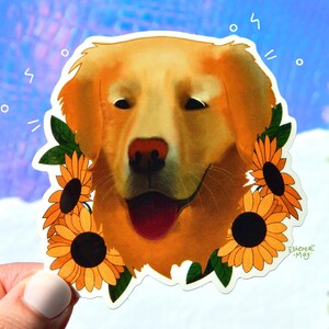 Preppy Dog Preppy Sticker Dog Sticker Car Sticker Golden Retriever Sticker Large Oval Laptop Sticker