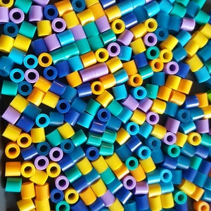 Teal Yellow Bead Mix - Fuse bead mix multi colors: Yellow, Teal, Blue - 1000 beads