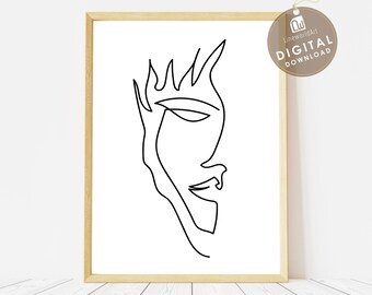 Half Face Drawing Etsy Half Face Drawing Etsy