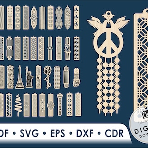 Svg 50 Bookmarks Set, Cricut Bookmarks, Bookmark Svg, Laser Cut Templates, Glowforge Svg Laser Cut File, Svg, Dxf, Cdr