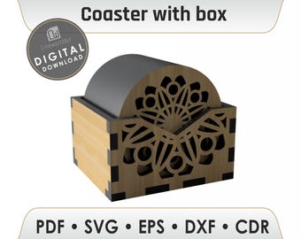 Coaster Holder Set SVG, Wooden Coaster Files, Laser Cut Template