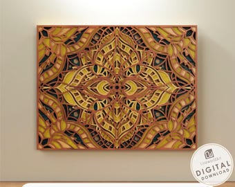 3D Layered Mandala SVG | Geometric Wall Art Laser Cut File | Ready Multilayer Template