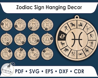 Zodiac Signs Bundle | Astrology Cut Files | Horoscope Vector Set