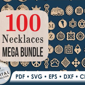 100 Necklace & Pendant Design Bundle | Jewelry Templates for Laser Cutting