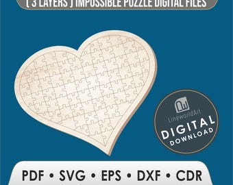 Heart Shaped Puzzle SVG — Laser Cut File for Wood Gifts & Crafts — Glowforge Ready