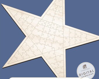Star Puzzle Template SVG — Jigsaw Laser Cut File for Wood & Acrylic Crafts
