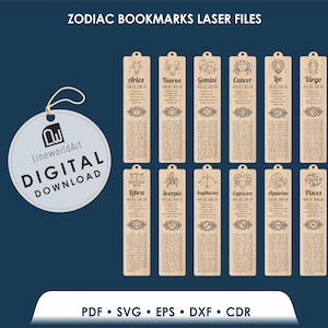 Zodiac Bookmark SVG, Astrology Laser Cut File, Horoscope Template