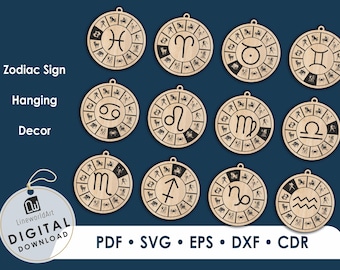 Paquete SVG de signos del zodíaco, imágenes prediseñadas astrológicas (descarga digital)
