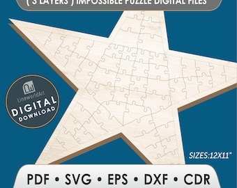 Star Puzzle SVG — Jigsaw Laser Cut File for Kids Crafts & Wood Gifts