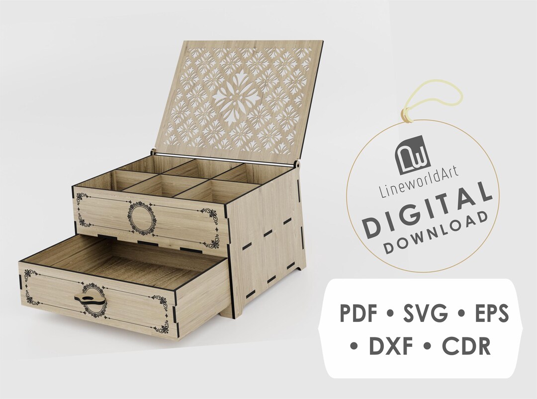 Laser Cut Jewelry Box With Drawers, Wooden Gift Box, Storage Glowforge ...