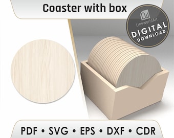 コースター SVG レーザーカット ファイル ラウンドデザイン、Glowforge 対応 (デジタルダウンロード)