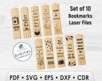 Librarian Bookmark SVG Bundle, Funny Book Quotes, Reading Laser Cut Files