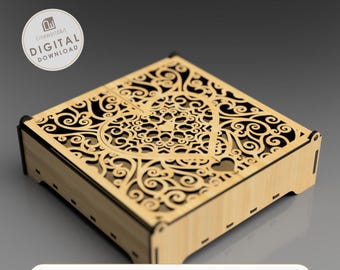 Heart Pattern Laser Cut Gift Box SVG, Wooden Jewelry Box Template (Digital Download)