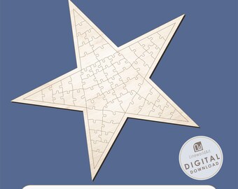 Star Puzzle Template SVG — Jigsaw Laser Cut File for Wood & Acrylic Crafts