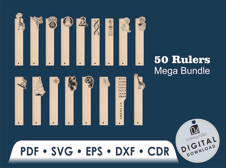 Mega Ruler Svg 50 Rulers Mega Bundle (svg, Pdf, Eps, Dxf, Cdr) - Laser Cut Files ...