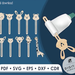 Archivos exprimidores de pasta de dientes cortados con láser, exprimidor de pasta de dientes de diseño animal Svg, exprimidor de pasta de dientes de madera Glowforge