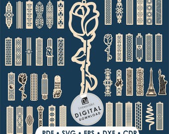 50 Laser geschnitten Lesezeichen SVG Bundle | Buchliebhaber Geschenk | Cricut Glowforge-Dateien